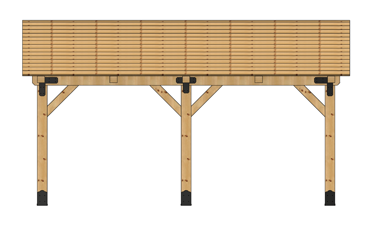 3D rendering of 12×20 Timber Frame Solutions pavilion kit, side view.