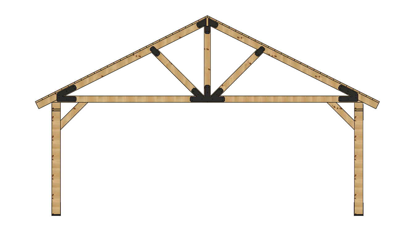 3D rendering of 24×40 Timber Frame Solutions pavilion kit, front view.