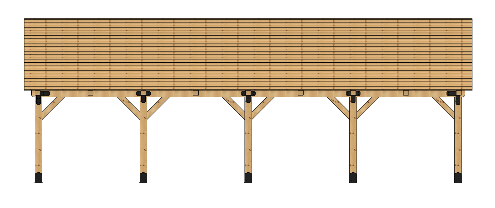 3D rendering of 24×40 Timber Frame Solutions pavilion kit, side view.